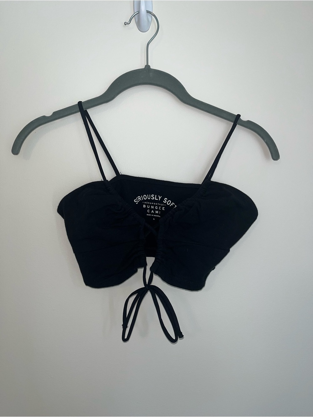 Black Ruched Cami tie-front Crop Top